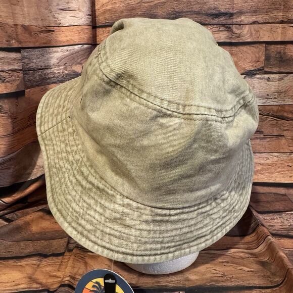 Chincoteague Island Virginia Bucket Hat EST 1908 American Flag Patch Beige Tan - Picture 3 of 8